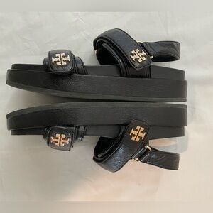 Tory Burch Kira Sport Sandal. Perfect Black Patent Size 7.5M